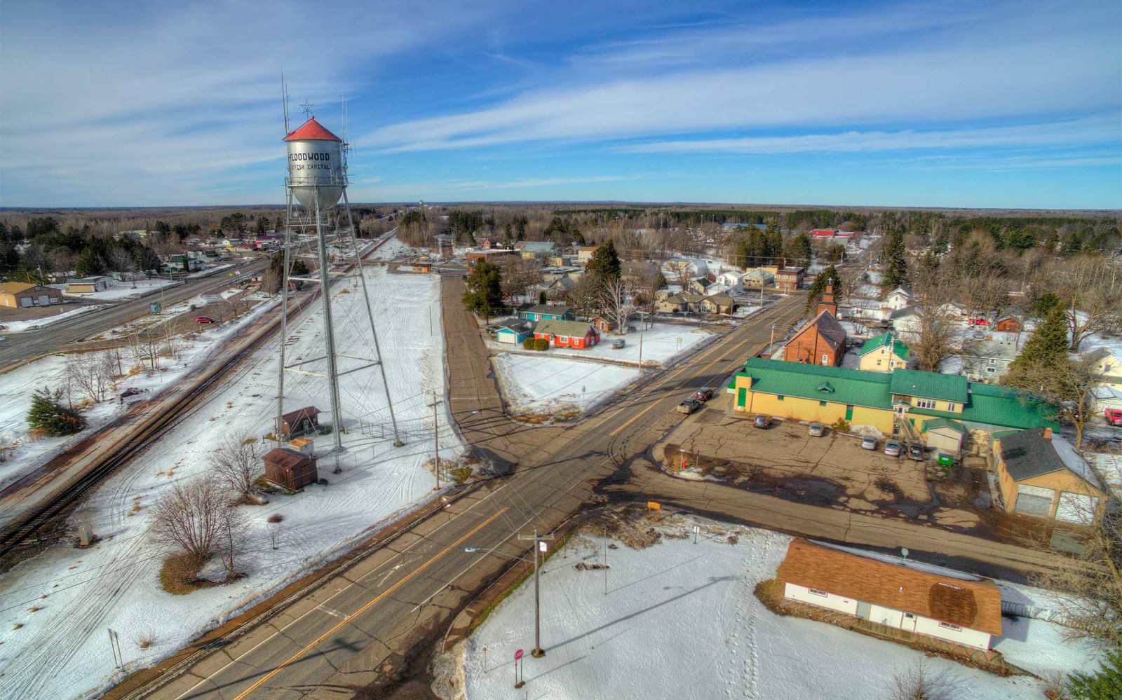 Aerial image of highway in Floodwood, Minnesota